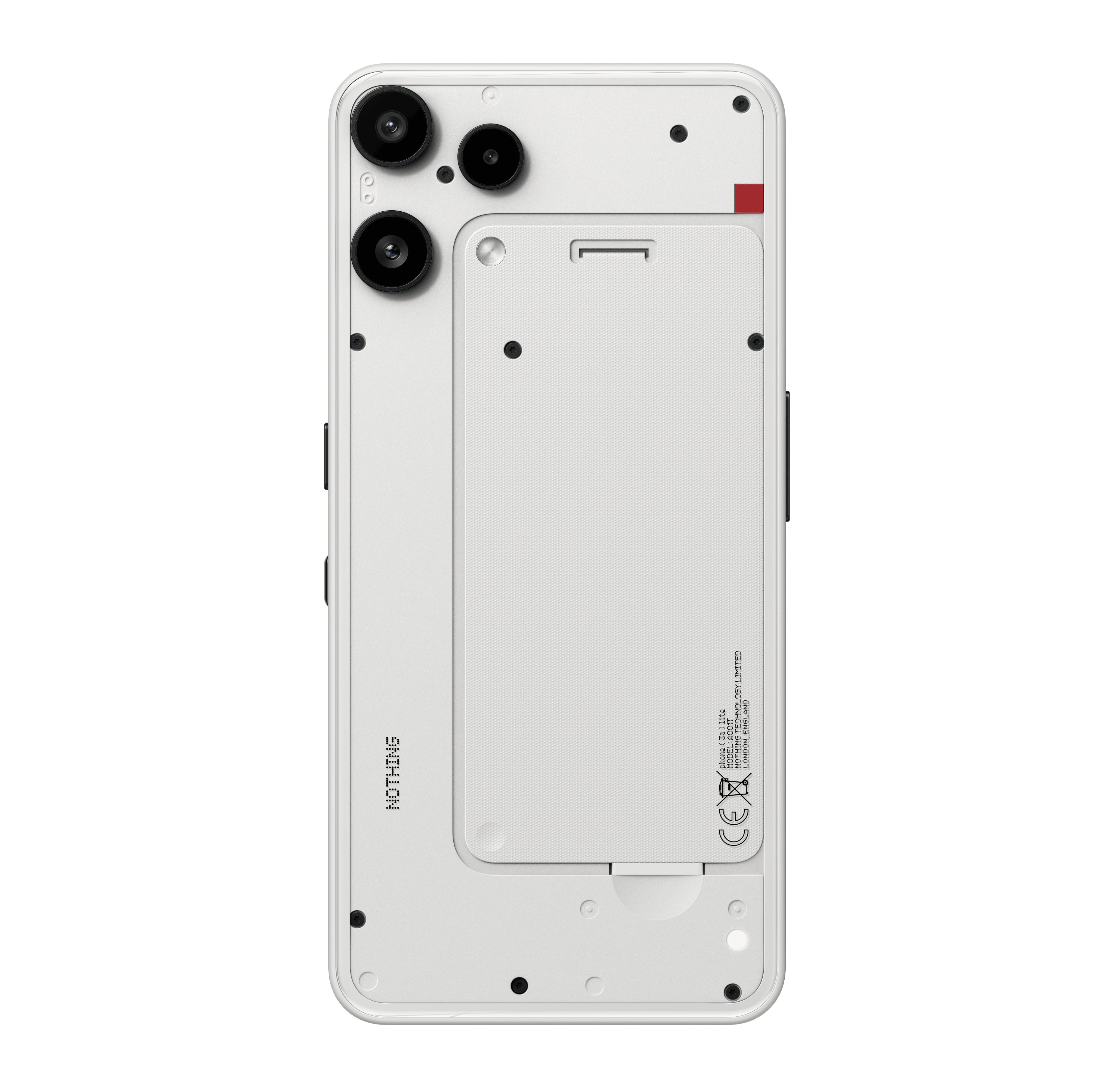 White Nothing Phone (3a) Lite viewed from the back